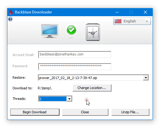Backblaze Downloader goes unresponsive